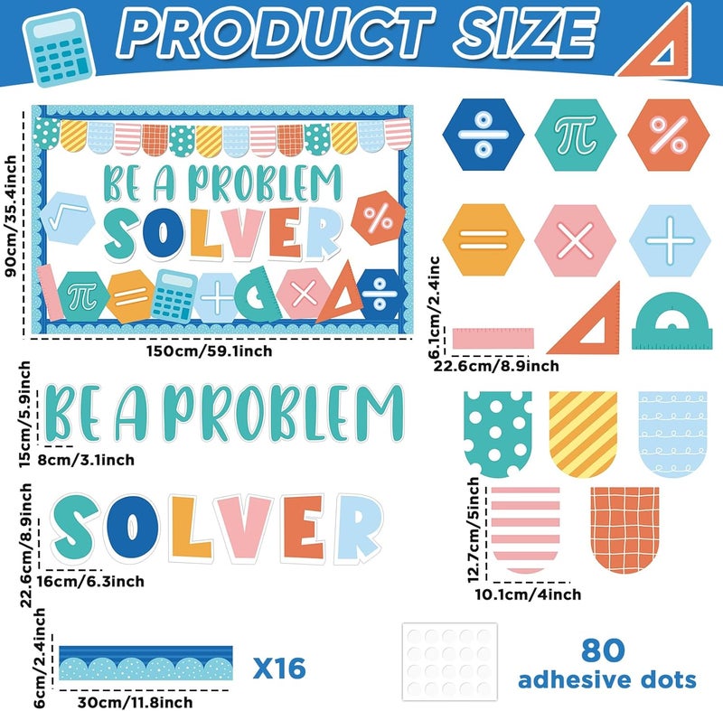 gisgfim Math Bulletin Board Decorations Be a Problem Solving Paper Cutouts Mathematics Symbol Math Signs Bulletin Board Set for Classroom Elementary Preschool Back to School Wall Door Decor Supplies - Image 2
